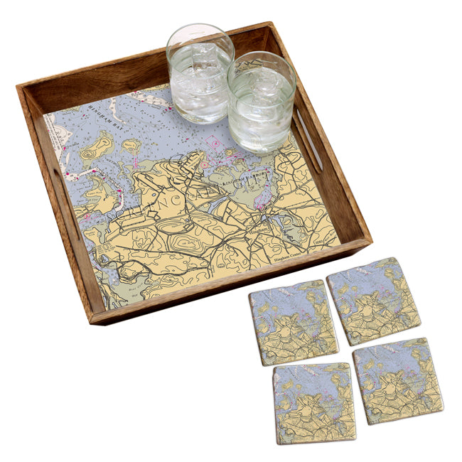 Hingham, MA - Marble Coaster Set