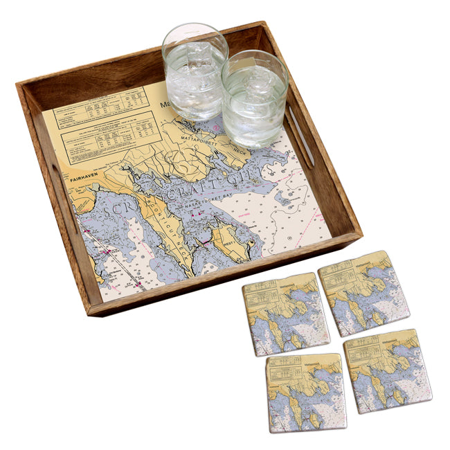 Mattapoisett, MA - Marble Coaster Set