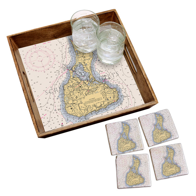 Block Island, RI - Marble Coaster Set