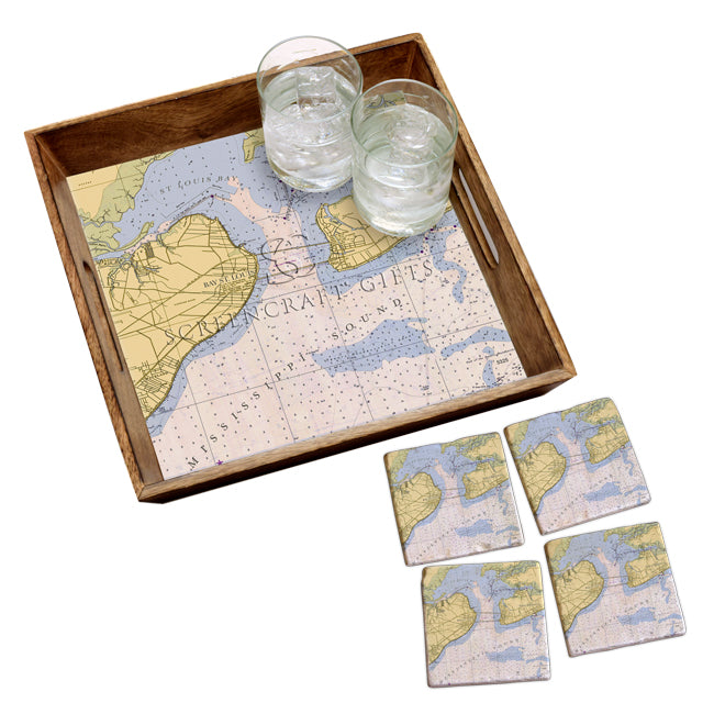 St. Louis Bay, MS - Marble Coaster Set