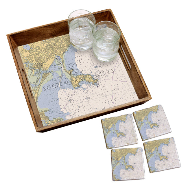 Nahant, MA- Marble Coaster Set