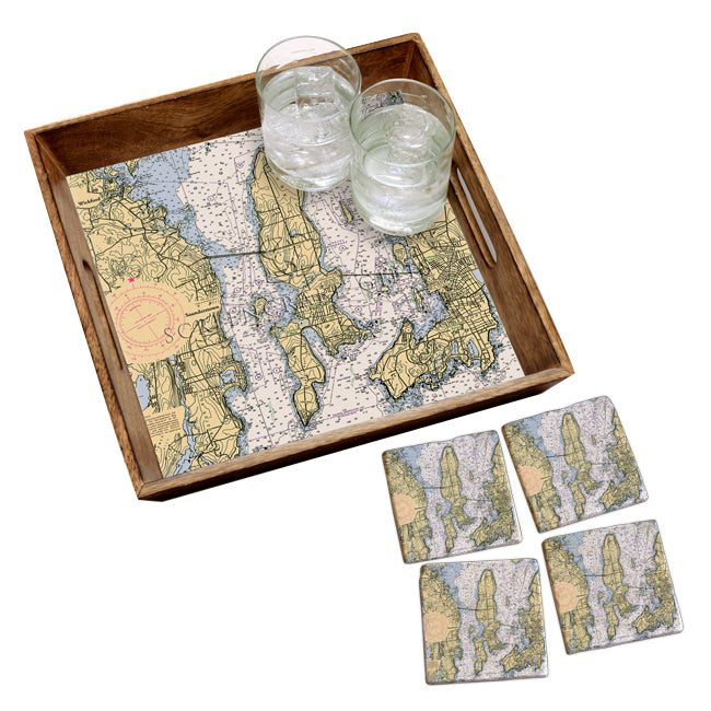 Wickford to Newport, RI- Marble Coaster Set