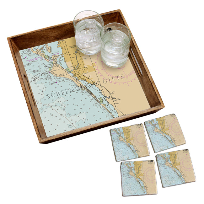 Siesta Key, FL - Marble Coaster Set