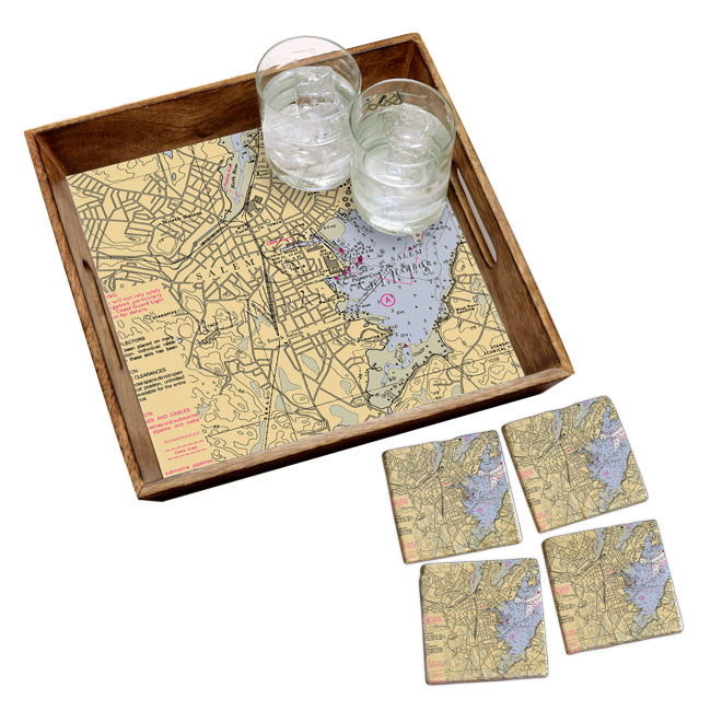Salem, MA- Marble Coaster Set