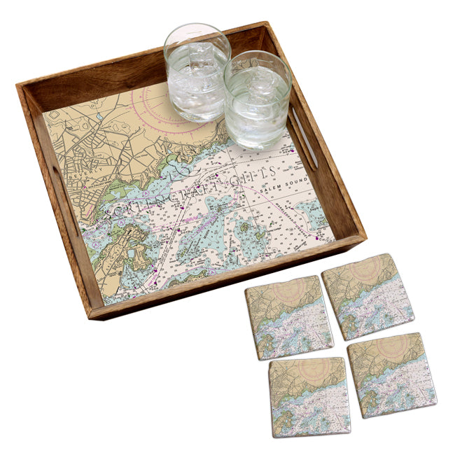 Beverly Harbor, Ma - Marble Coaster Set