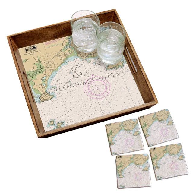 Scarborough, ME  - Marble Coaster Set