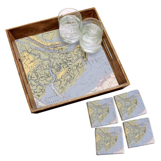 Tybee Island, GA  - Marble Coaster Set