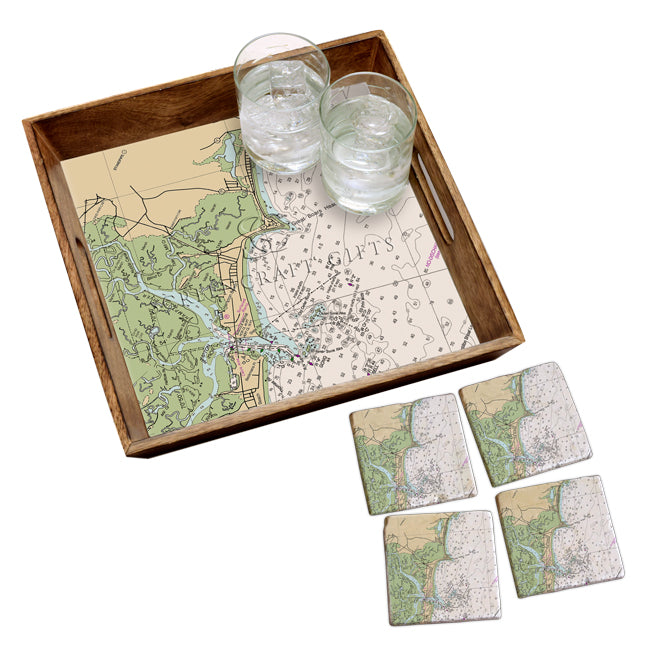 Hampton, NH  - Marble Coaster Set