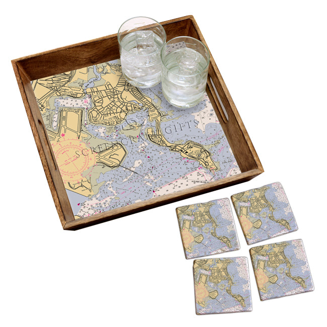Winthrop, MA- Marble Coaster Set