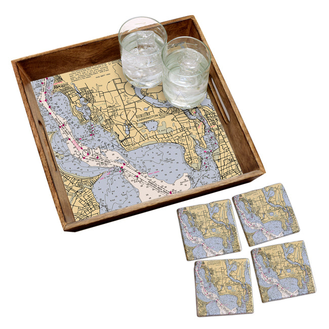 Barrington, RI- Marble Coaster Set