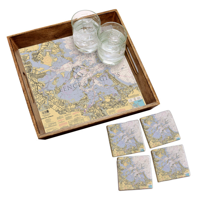 Boston Harbor MA - Marble Coaster Set