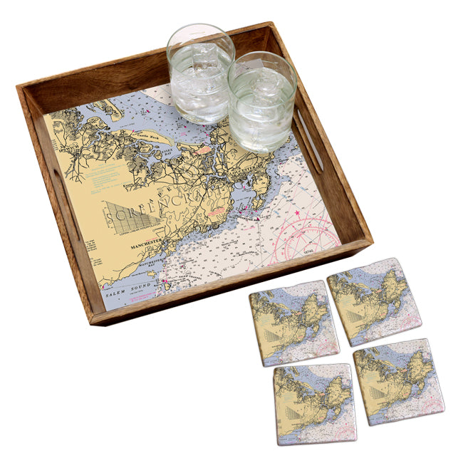 Cape Ann, MA - Marble Coaster Set