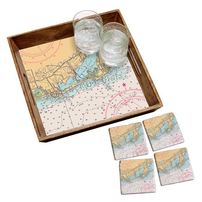 Quonochontaug, RI  - Marble Coaster Set