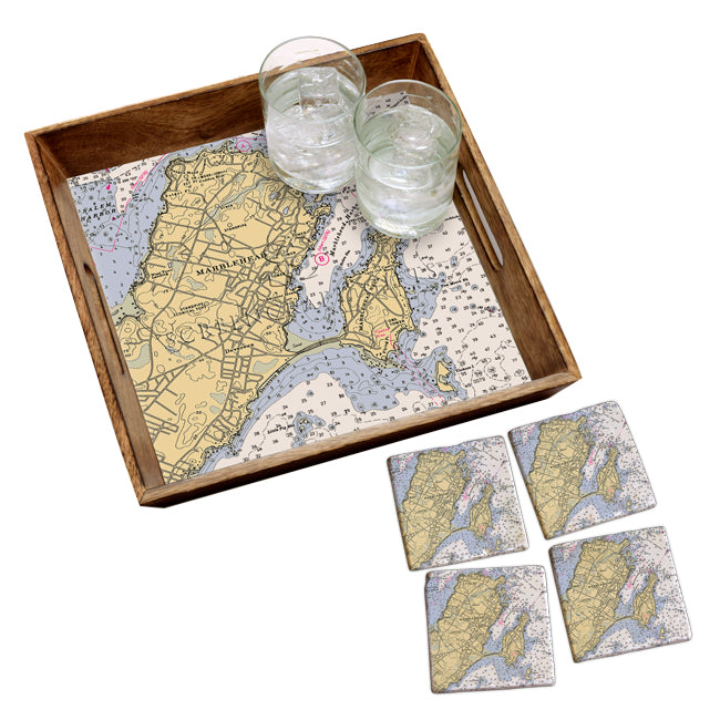 Marblehead, MA- Marble Coaster Set