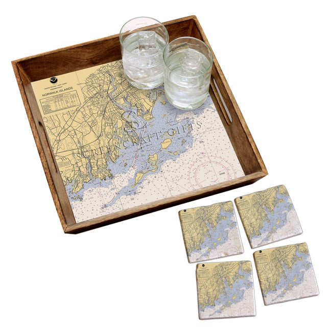 Norwalk, CT - Marble Coaster Set