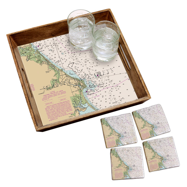 Marshfield, MA - Marble Coaster Set