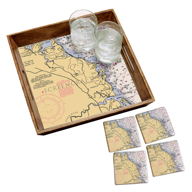 Scituate, MA- Marble Coaster Set