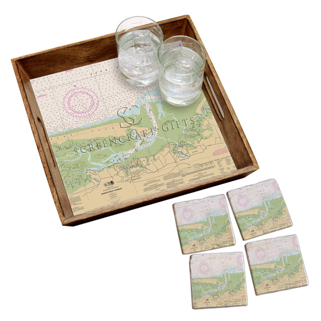 Barnstable Harbor, MA - Marble Coaster Set