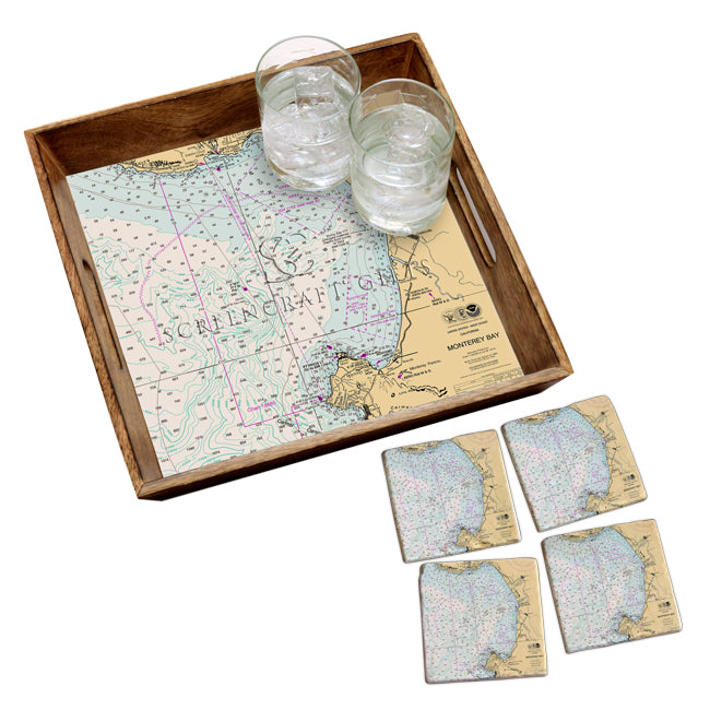 Monterey, CA -  Marble Coaster Set