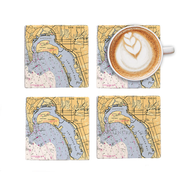 Personalized Nautical Chart Coaster Set