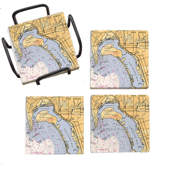 Personalized Nautical Chart Coaster Set
