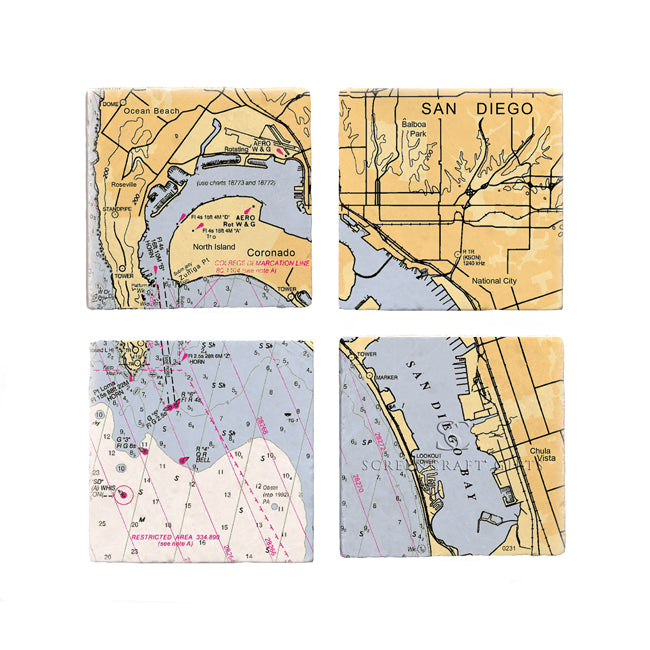 Personalized Nautical Chart Coaster Set