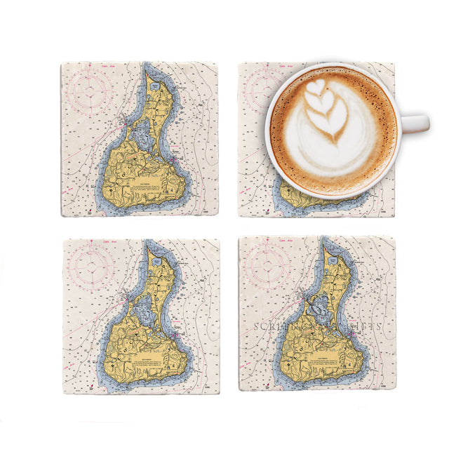 Personalized Nautical Chart Coaster Set