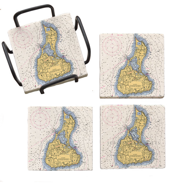 Personalized Nautical Chart Coaster Set