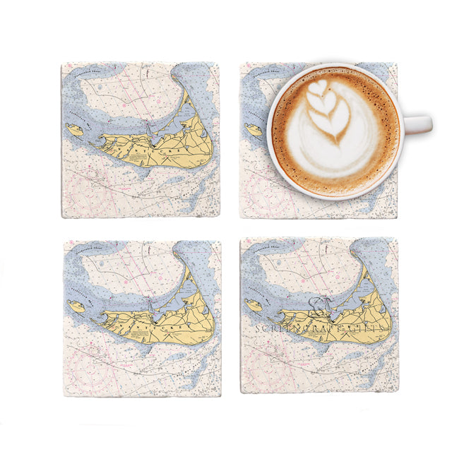Personalized Nautical Chart Coaster Set