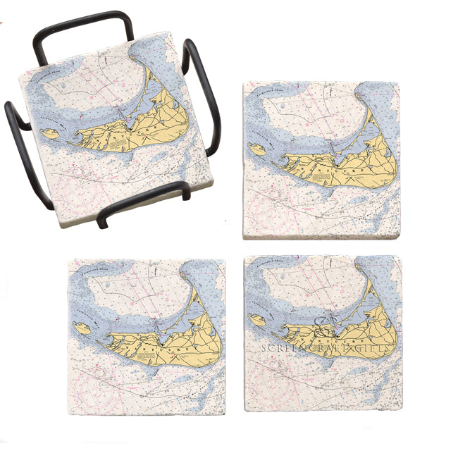 Personalized Nautical Chart Coaster Set