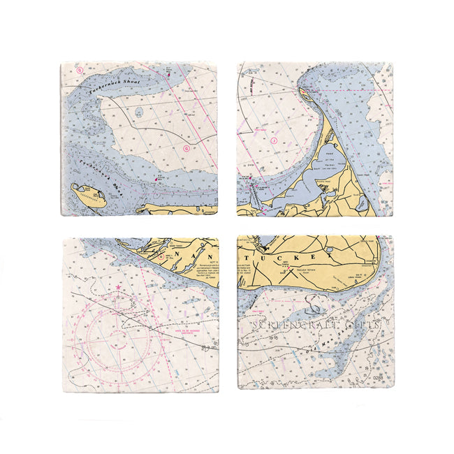 Personalized Nautical Chart Coaster Set