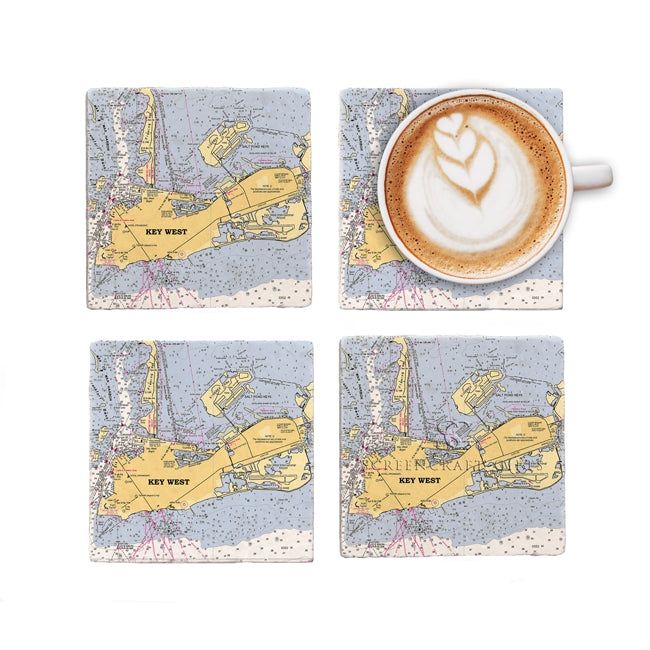 Personalized Nautical Chart Coaster Set