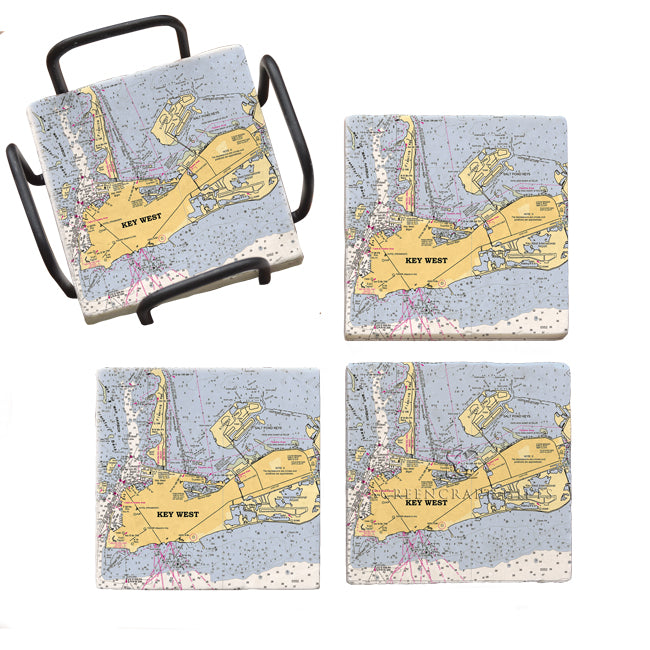 Personalized Nautical Chart Coaster Set