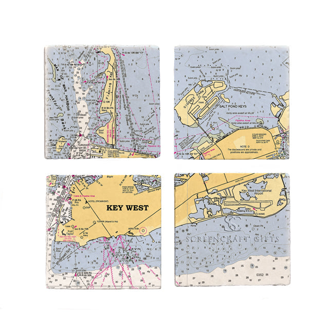 Personalized Nautical Chart Coaster Set