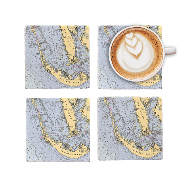 Personalized Nautical Chart Coaster Set