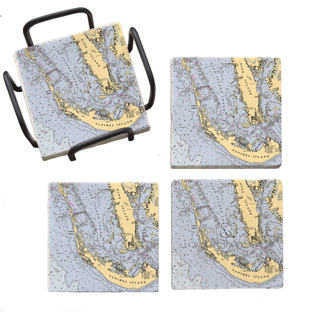 Personalized Nautical Chart Coaster Set