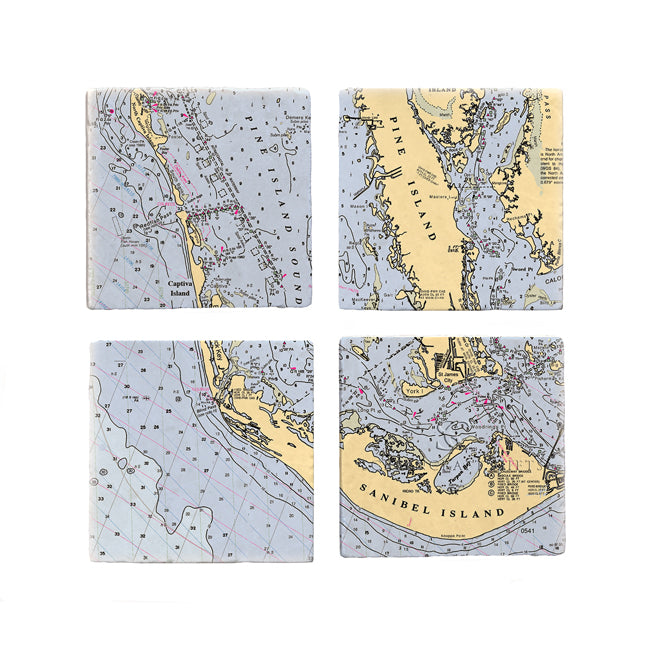 Personalized Nautical Chart Coaster Set