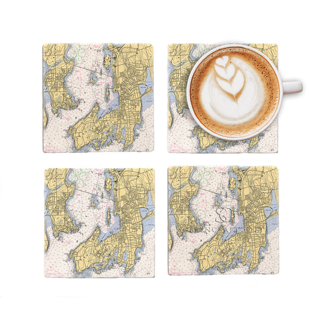 Personalized Nautical Chart Coaster Set