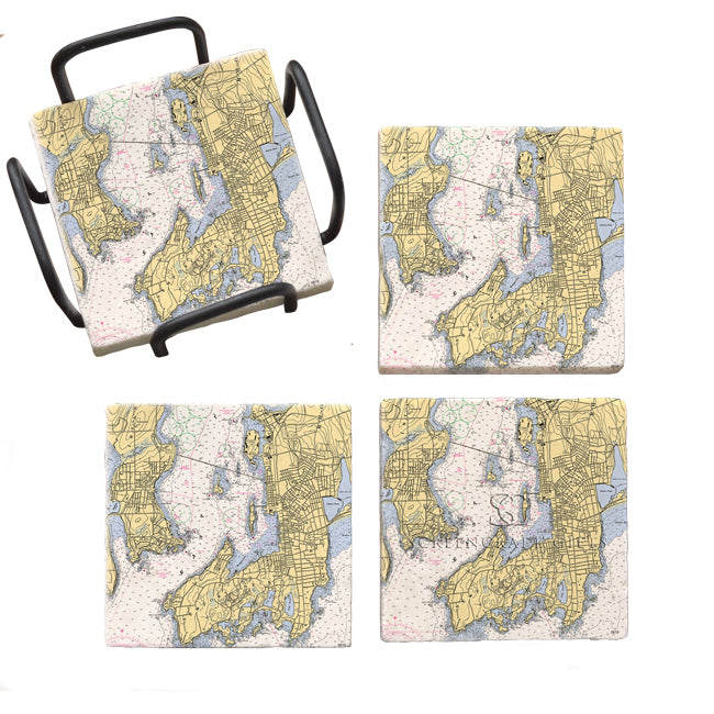 Personalized Nautical Chart Coaster Set