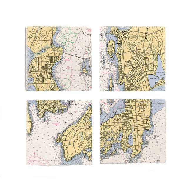Personalized Nautical Chart Coaster Set