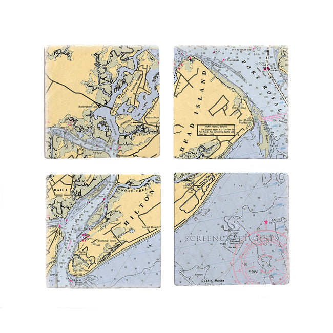 Personalized Nautical Chart Coaster Set