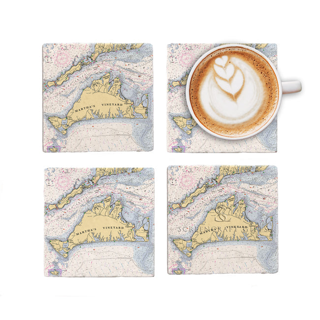 Personalized Nautical Chart Coaster Set