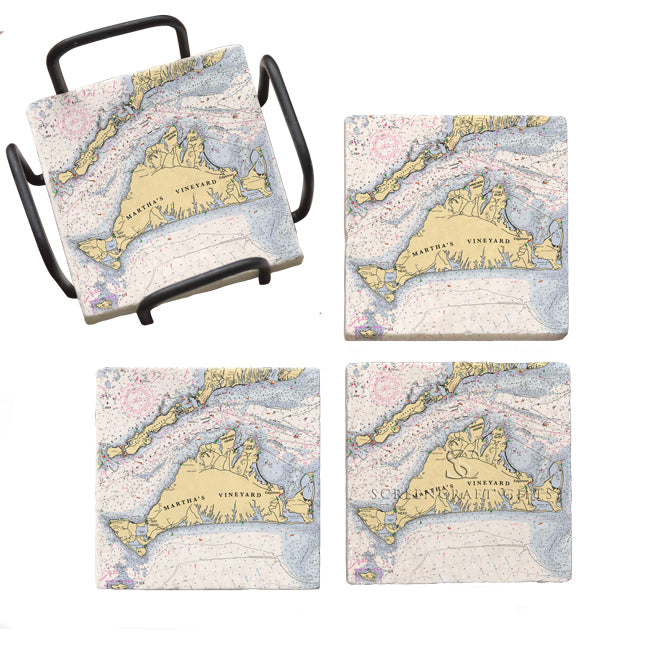 Personalized Nautical Chart Coaster Set