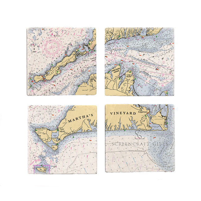 Personalized Nautical Chart Coaster Set