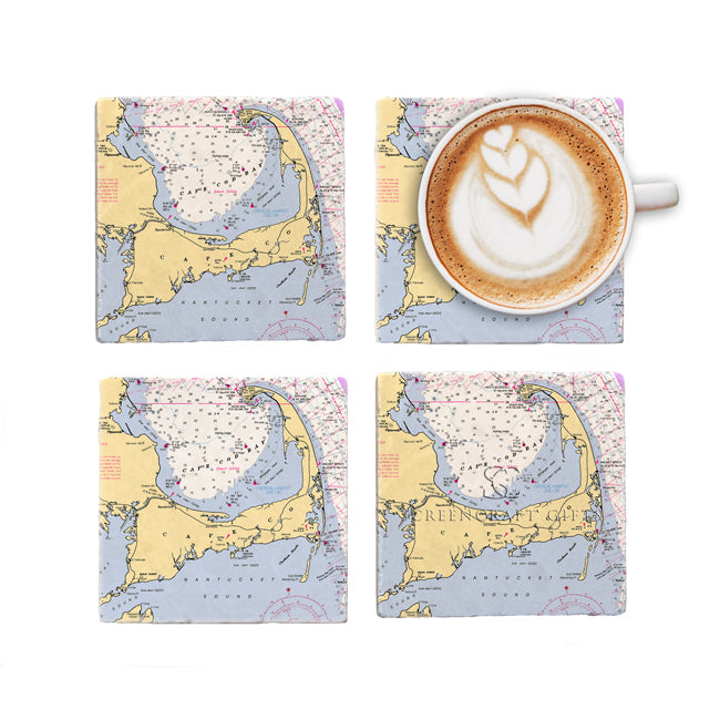 Personalized Nautical Chart Coaster Set