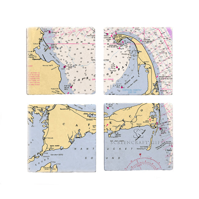 Personalized Nautical Chart Coaster Set