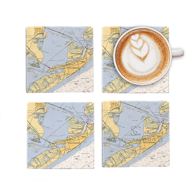 Personalized Nautical Chart Coaster Set