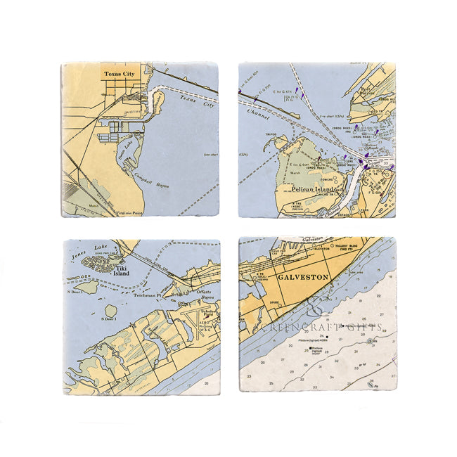 Personalized Nautical Chart Coaster Set