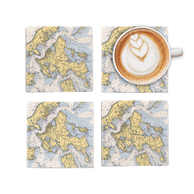 Personalized Nautical Chart Coaster Set