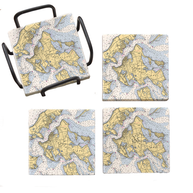 Personalized Nautical Chart Coaster Set